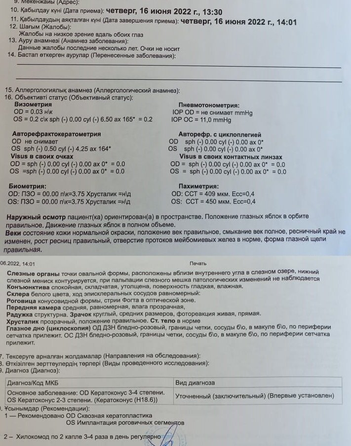 Кросслинкниг при 3-4 степени кератоконуса